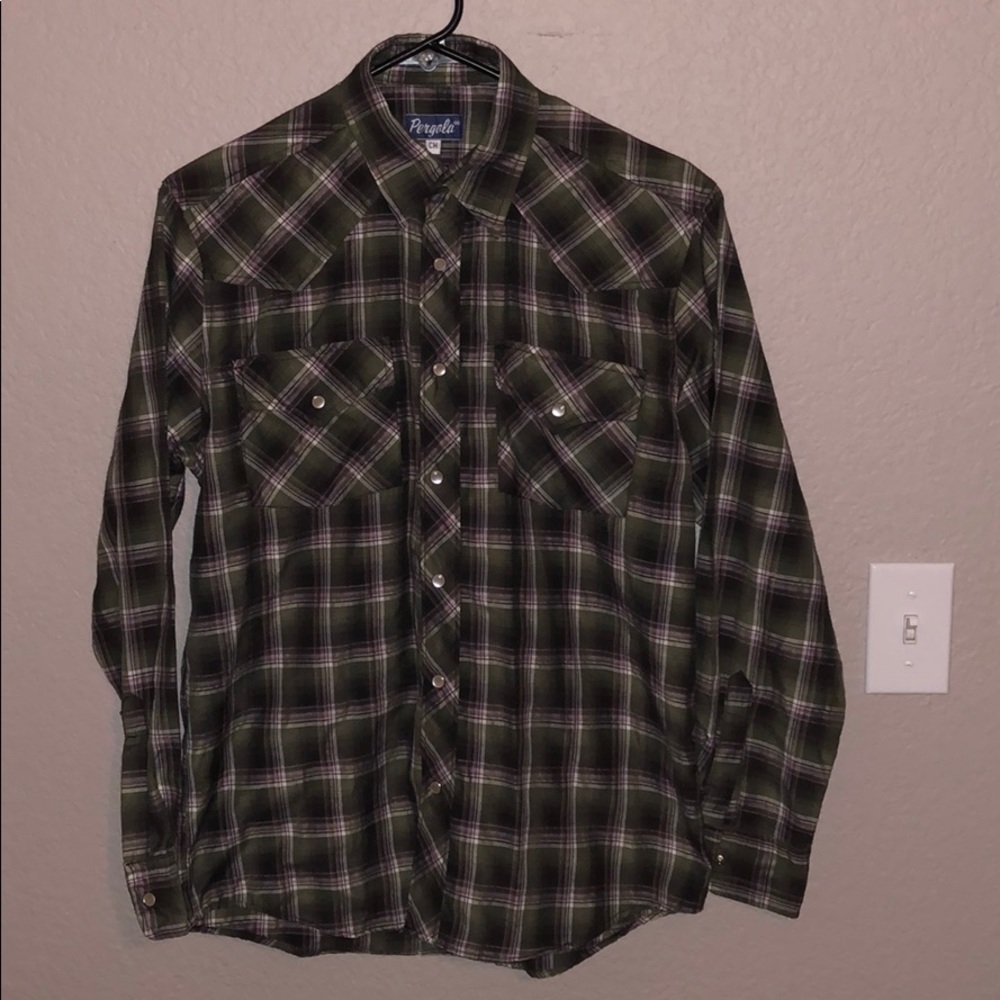 Pergola Snap Pearl Plaid Western button up